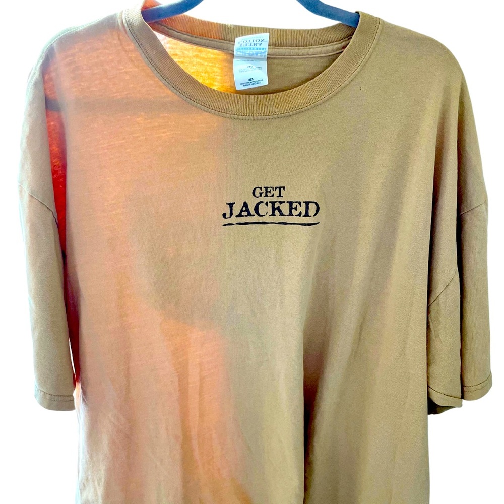 Vtg Get Jacked Graphic Men’s Oversized Tee 2XL Black Jack Stout 2005